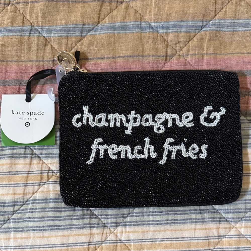 Kate Spade Black and White Beaded Wristlet